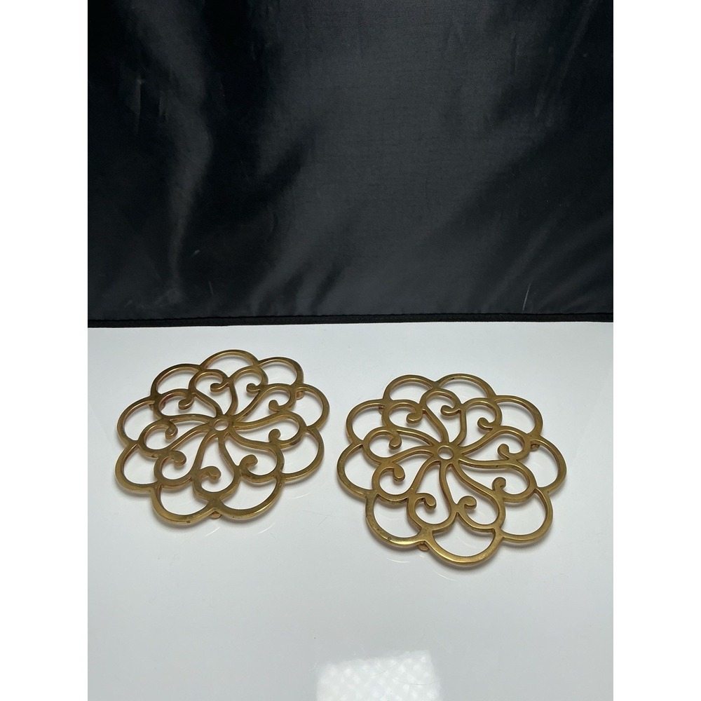 Vintage Brass Trivets Hot Pot Stands Lot Of 2
